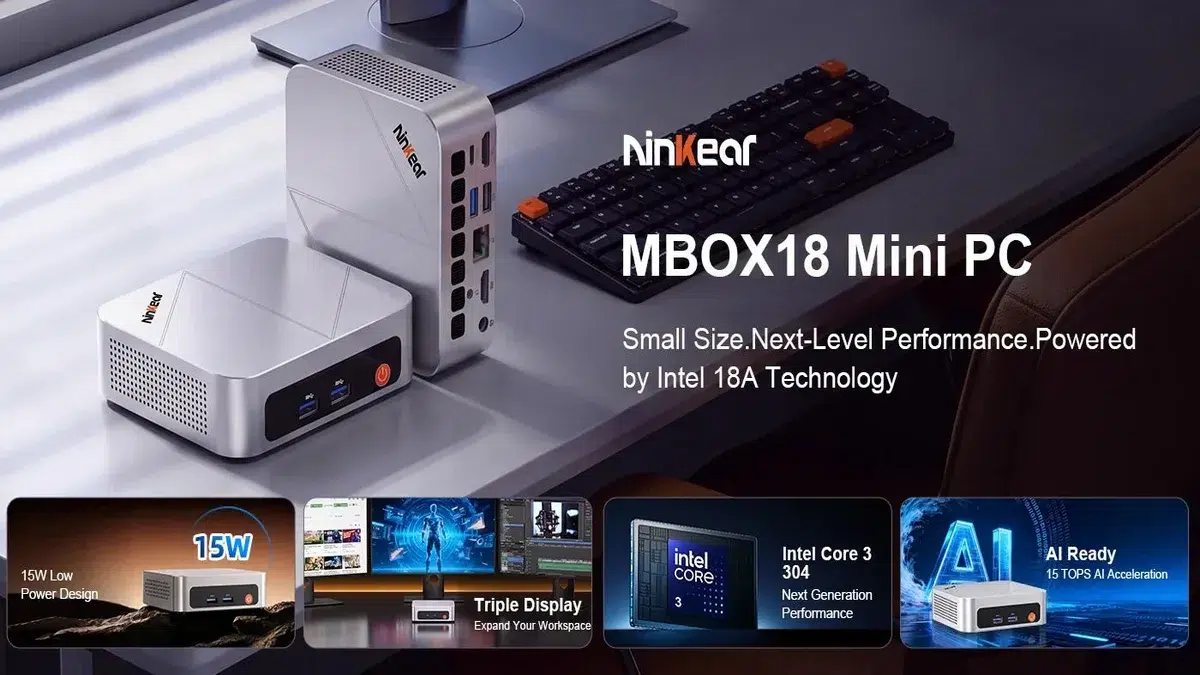 كمبيوتر Ninkear MBOX18 مع إمكانية تثبيته خلف الشاشة