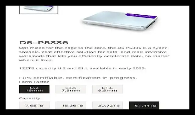 مميزات محرك SSD بسعة 122 تيرابايت