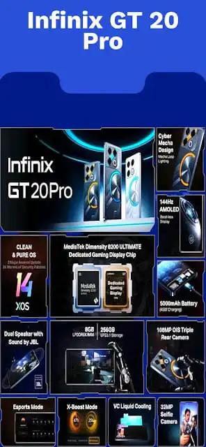 مواصفات إضافية في Infinix GT 20 Pro: مواصفات Infinix GT 20 Pro الكاملة