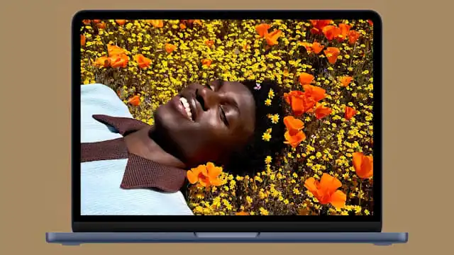 شاشة 13 بوصة Liquid Retina على MacBook Neo تعرض صورًا نابضة بالحياة للأزهار الطبيعية