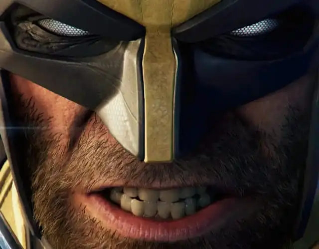 لقطة مقربة لوجه شخصية ولفيرين (Wolverine) يظهر بملامح غاضبة في لعبة الفيديو القادمة على منصة PS5.
