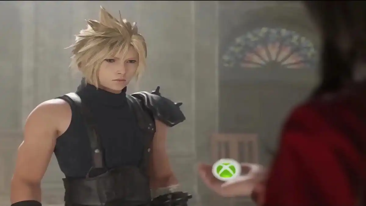 Close-up of Xbox logo as an in-game item in Final Fantasy VII Rebirth