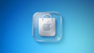Apple Store App icon with modern glass aesthetic design