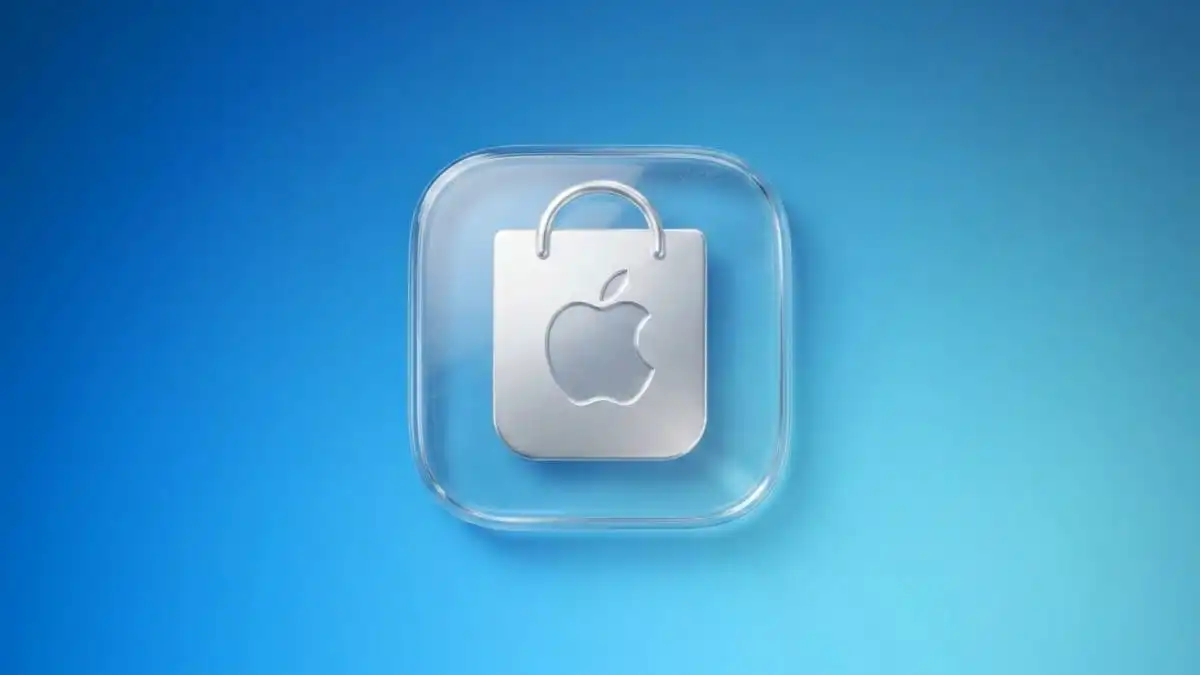 Apple Store App icon with modern glass aesthetic design
