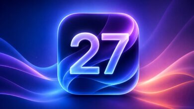 واجهة تحديث iOS 27 Beta 3 الجديدة على الآيفون مع رقم 27 اللتي تدل علي رقم التحديث القادم