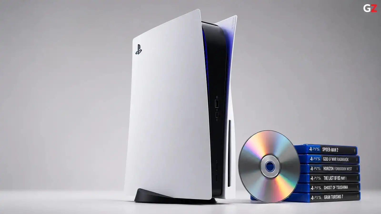 جهاز PlayStation 5 مع أقراص ألعاب في صورة توضح الجدل حول مستقبل الألعاب المادية وتأثيره المحتمل على PS6
