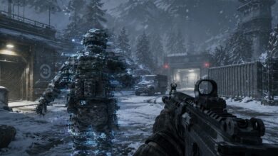 مشهد داخل لعبة تصويب بأسلوب Call of Duty يظهر خللًا في أحد اللاعبين أثناء مباراة جماعية على PS5