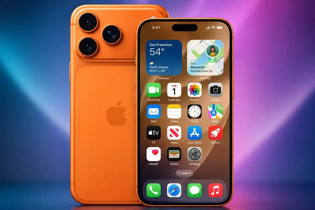 النسخة التجريبية العامة من iOS 27 على هاتف iPhone مع عرض الجهاز من الأمام والخلف