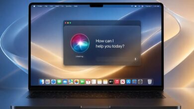 واجهة macOS 27 Public Beta على جهاز MacBook مع Siri AI وتحسينات التصميم والأداء