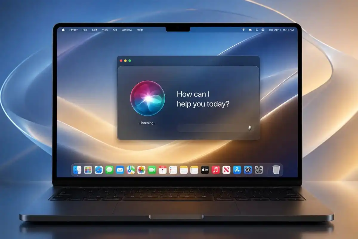 واجهة macOS 27 Public Beta على جهاز MacBook مع Siri AI وتحسينات التصميم والأداء