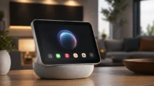صورة توضيحية لجهاز Apple Home Hub الذكي المتوقع من آبل بشاشة 7 بوصات داخل منزل عصري