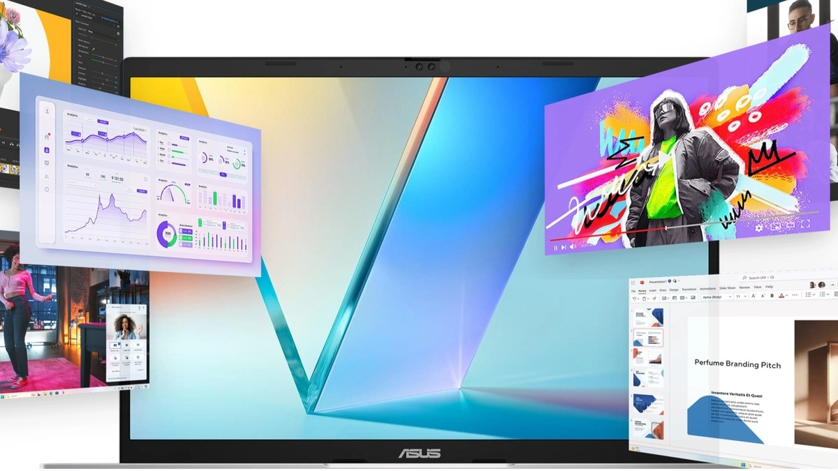 شاشة OLED في ASUS Vivobook S14 بدقة 1920×1200 ونسبة عرض 16:10