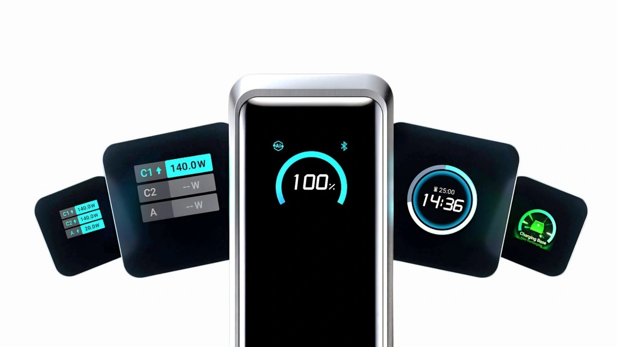 شاشة ذكية مدمجة في Anker Prime Power Bank لعرض معلومات الطاقة والشحن