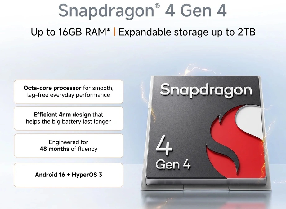 يعمل Redmi Note 17 5G بمعالج Snapdragon 4 Gen 4