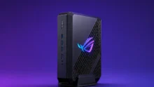 جهاز Asus ROG NUC 16 للألعاب بتصميم مدمج وشعار ROG بإضاءة RGB