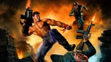 غلاف لعبة Wolfenstein 3D على Xbox 360 في مشهد أكشن قتالي بأسلوب كلاسيكي.
