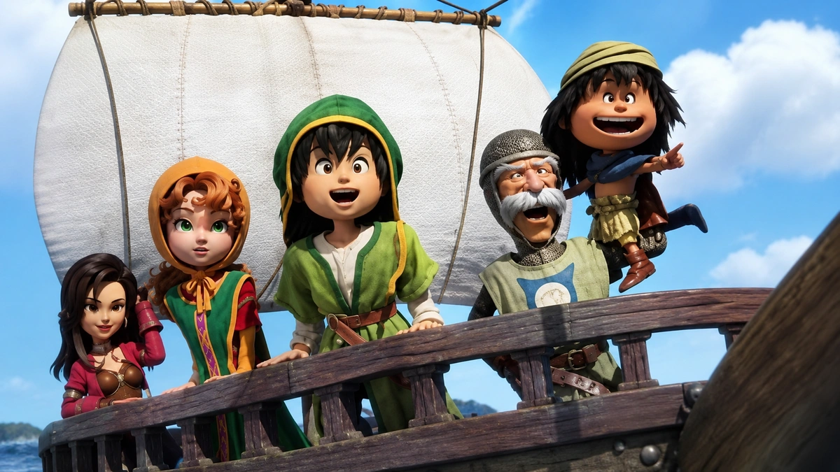 إزالة Denuvo من Dragon Quest 7 Reimagined بعد 6 أشهر 1 شخصيات Dragon Quest 7 Reimagined في مشهد على متن سفينة