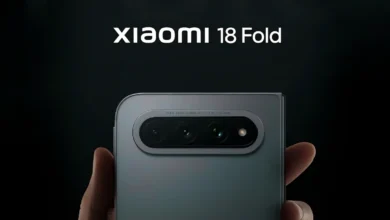 Xiaomi 18 Fold باللونين الأبيض الذهبي والأسود بتصميمه الرسمي
