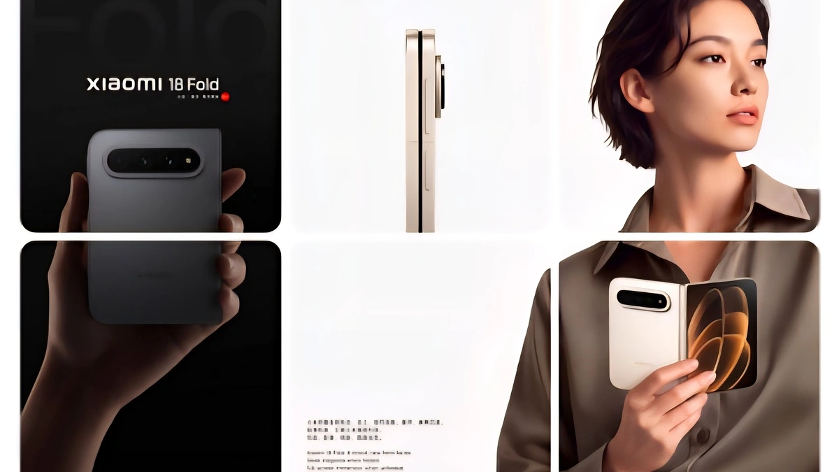 هاتف Xiaomi 18 Fold بتصميمه القابل للطي ولون الأبيض الذهبي والأسود
