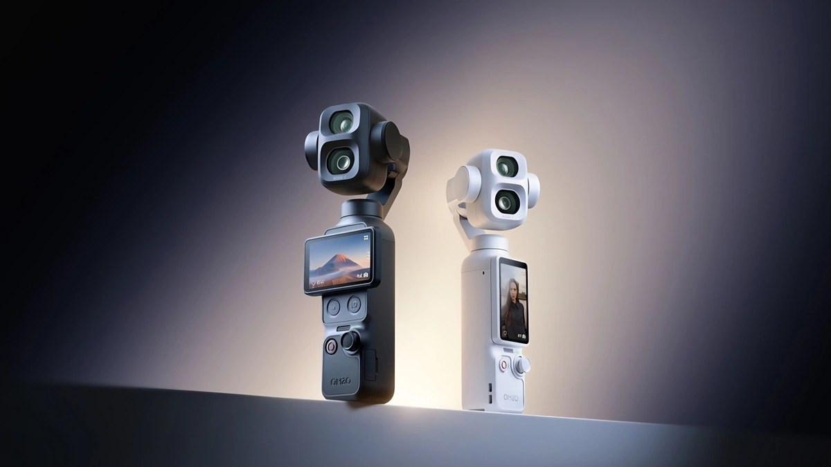 كاميرا DJI Osmo Pocket 4P باللون الأبيض اللؤلؤي والأسود