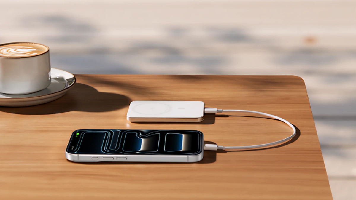 منفذ USB-C في باور بانك Anker Nano Power Bank 5K MagGo Slim للشحن السلكي بقدرة 20W