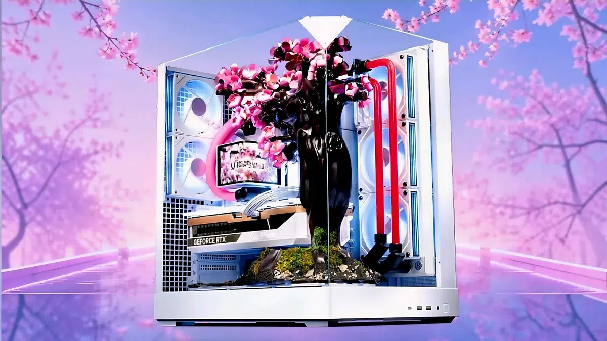 كمبيوتر Cherry Bloom بتصميم زهور تتفتح مع ارتفاع الحرارة