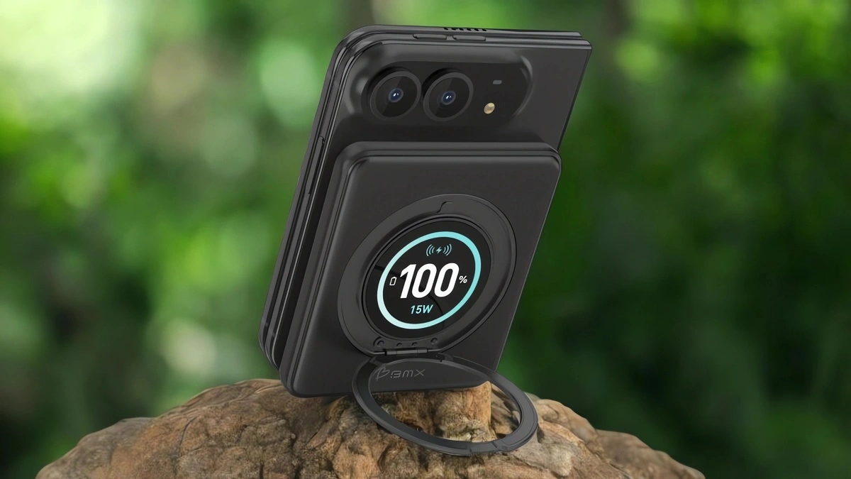 iPhone Duo مع باور بانك SolidSafe Duo 5K وستاند 360 درجة