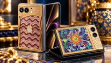 Caviar iPhone Duo الفاخر بتصميم ذهبي وزخارف مرصعة بالماس.