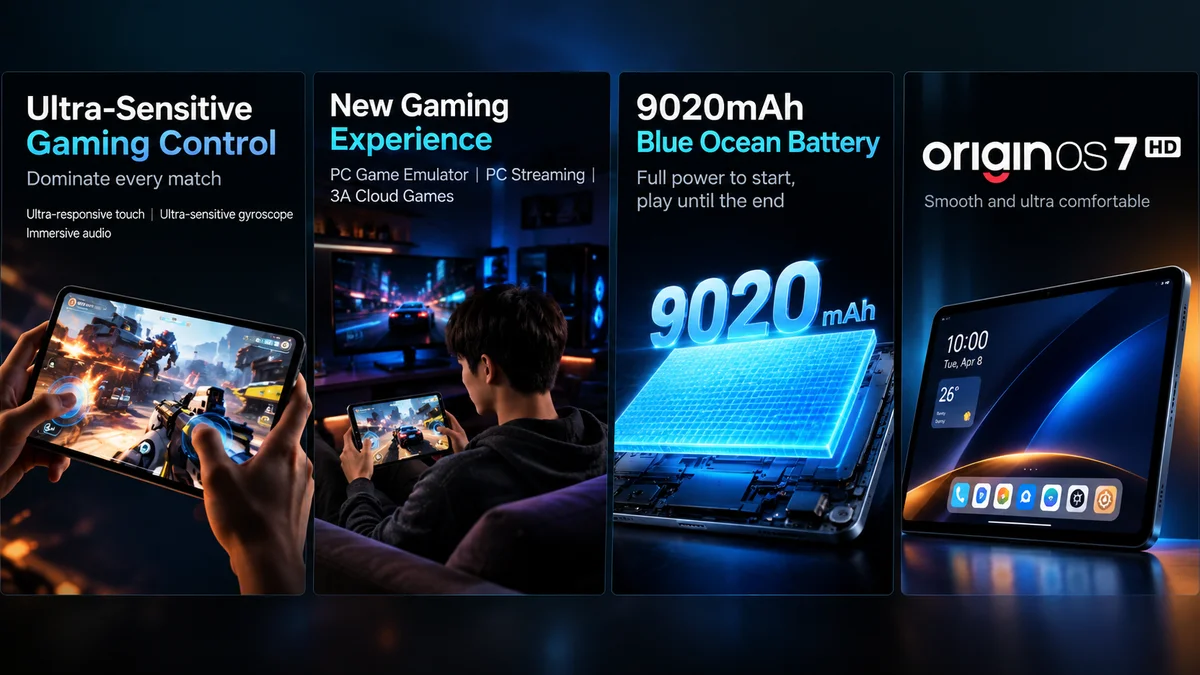 جهاز iQOO Pad Pro 8.8 بشاشة OLED للألعاب ونظام تبريد Ice Dome مع خيارات ذاكرة تصل إلى 16 جيجابايت وتخزين 512 جيجابايت