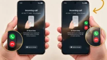 ميزة AI Hand Grip في هواتف Honor Magic6 لتحريك أزرار الرد وإنهاء المكالمات إلى جانب اليد المستخدمة لتسهيل التحكم بالهاتف بيد واحدة