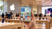 هاتف iPhone Duo داخل متجر Apple بعد شرائه والبحث عن ملحقات