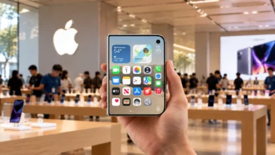 هاتف iPhone Duo داخل متجر Apple بعد شرائه والبحث عن ملحقات