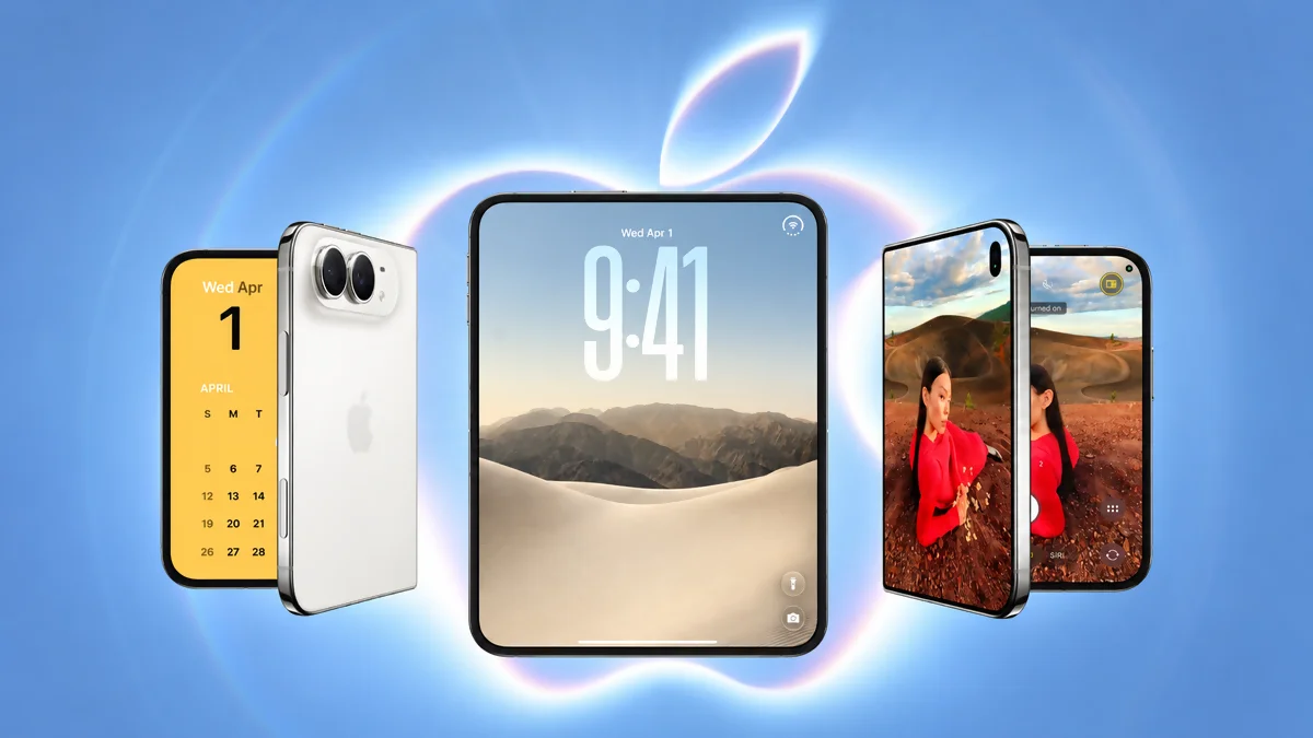 تصميم هاتف iPhone Duo القابل للطي بشاشتيه الداخلية والخارجية