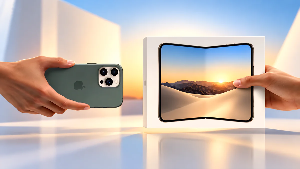 هاتف iPhone Duo القابل للطي بجانب آيفون أخضر