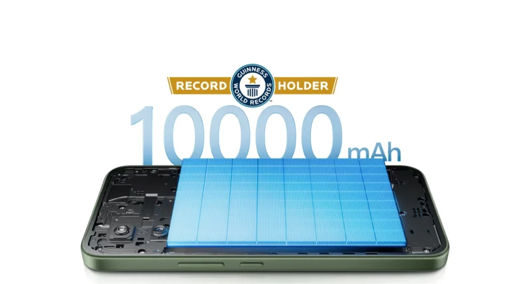 هاتف Vivo Y600 5G ببطارية 10000 مللي أمبير باللونين الأبيض والأزرق.