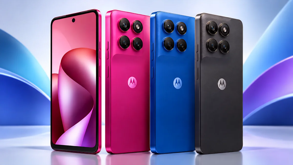 هاتف Moto G47 بألوان متعددة وتصميم خلفي يضم أربع دوائر للكاميرات