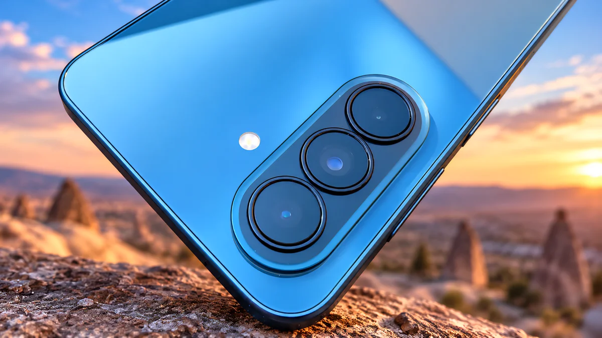هاتف Samsung Galaxy A38 باللون الأزرق مع كاميرات خلفية ثلاثية