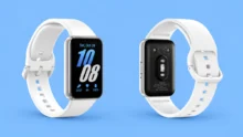 واجهة تطبيق Samsung Health على سوار Galaxy Fit4، مع عرض بطاقات الصحة والنشاط وإعدادات إدارة الأدوات الذكية.