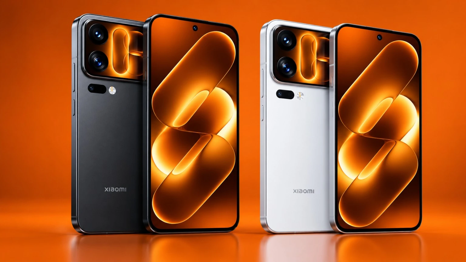 هاتف Xiaomi 18 Pro وXiaomi 18 Pro Max باللونين الأسود والأبيض مع تصميم الكاميرات الخلفية والشاشة الأمامية.